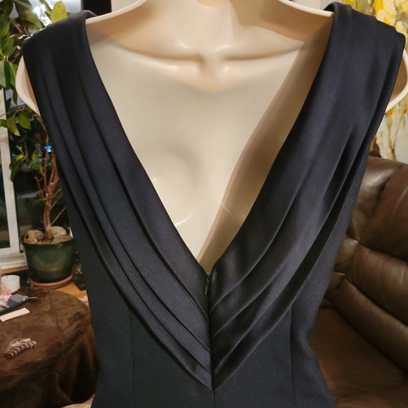 LORI ANN Montreal 10 Party Dress Black, Around Neck Folded Satin Collar Broch fr - Picture 8 of 12